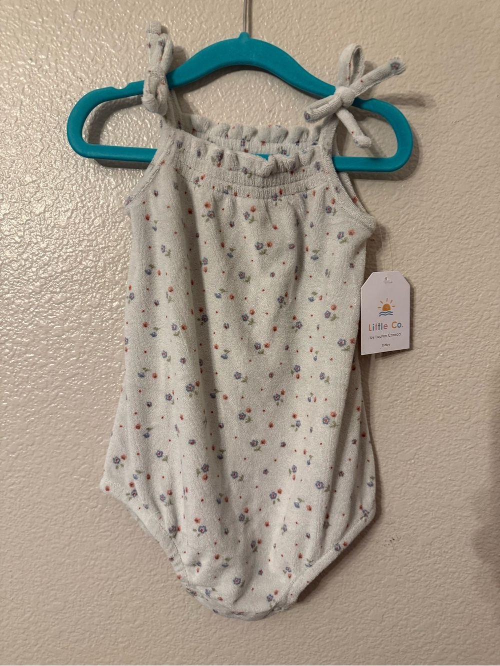 Little Co. Cream Floral Tie-Shoulder Baby One-Piece Bodysuit